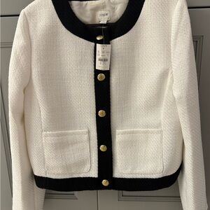 J. Crew Black and White Jacket with Gold Buttons